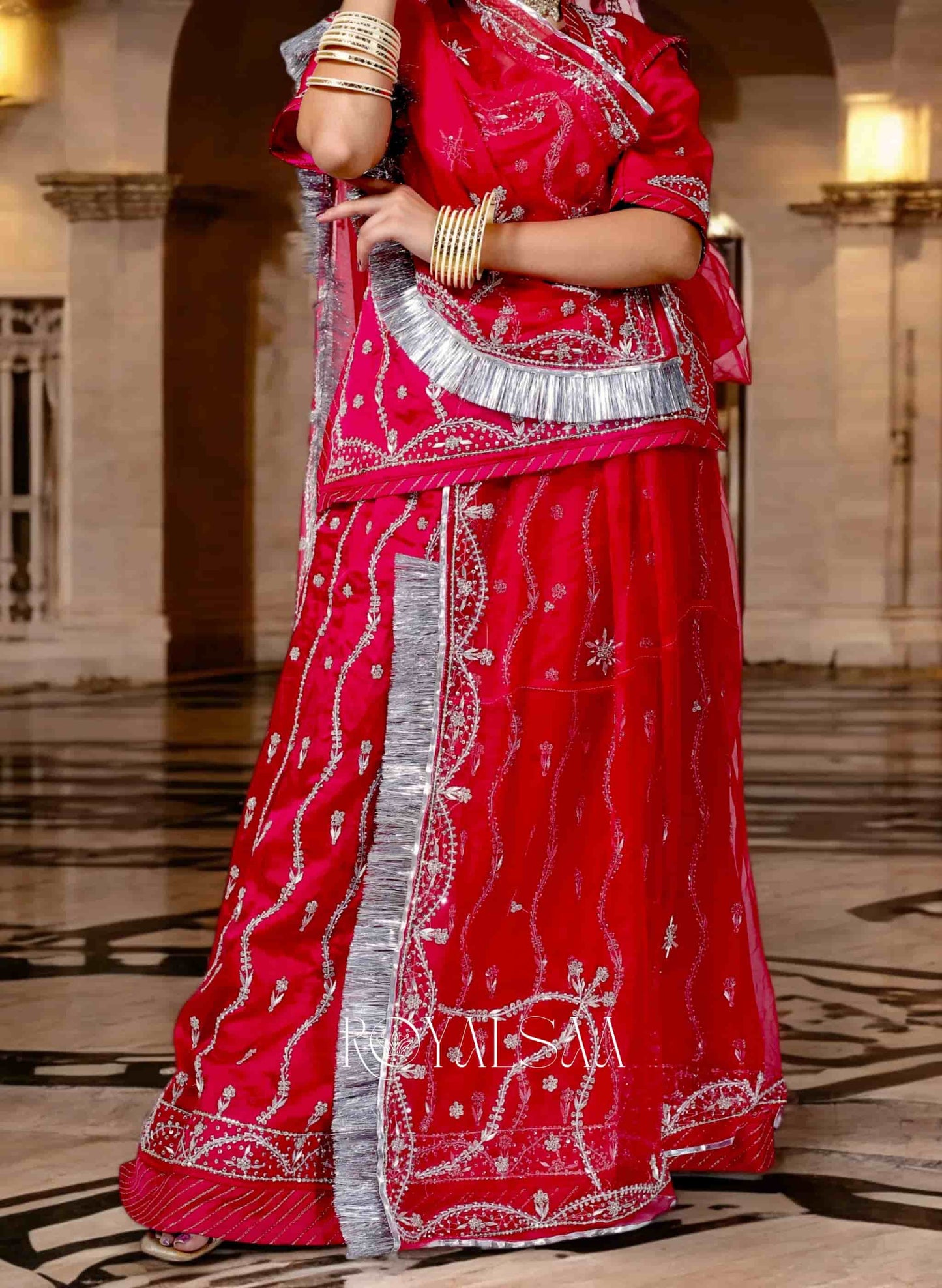 Rani Sa Magenta Poshak – Bamber Satin with Zari & Zardosi Work
