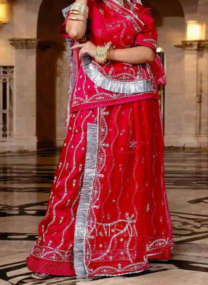 Rani Sa Magenta Poshak – Bamber Satin with Zari & Zardosi Work