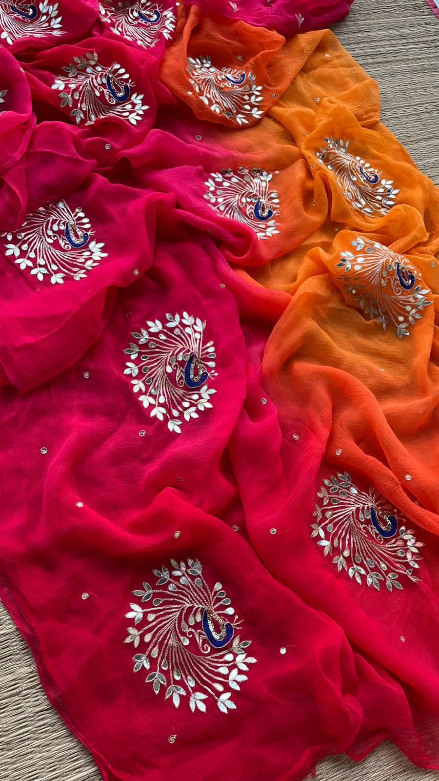 Gota Saree – Handcrafted Brilliance with Peacock Motif