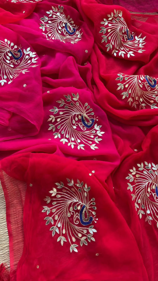 Gota Saree – Royal Handcrafted Peacock Design